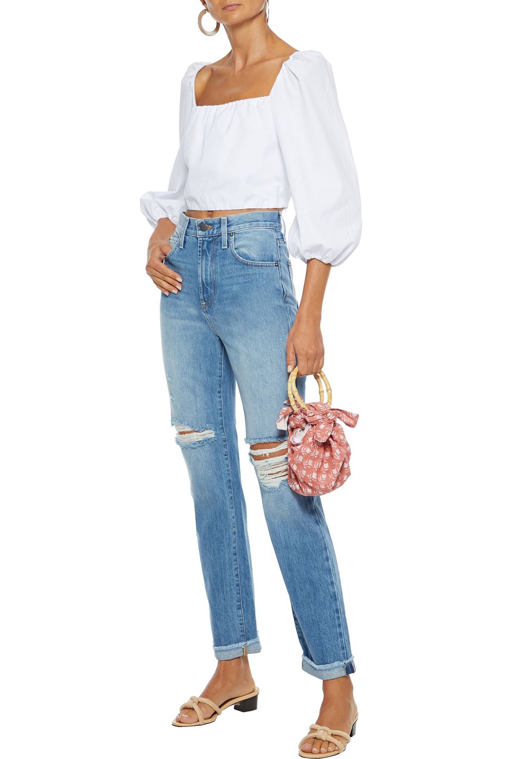 ALICE + OLIVIA Alta cropped cotton-poplin top
