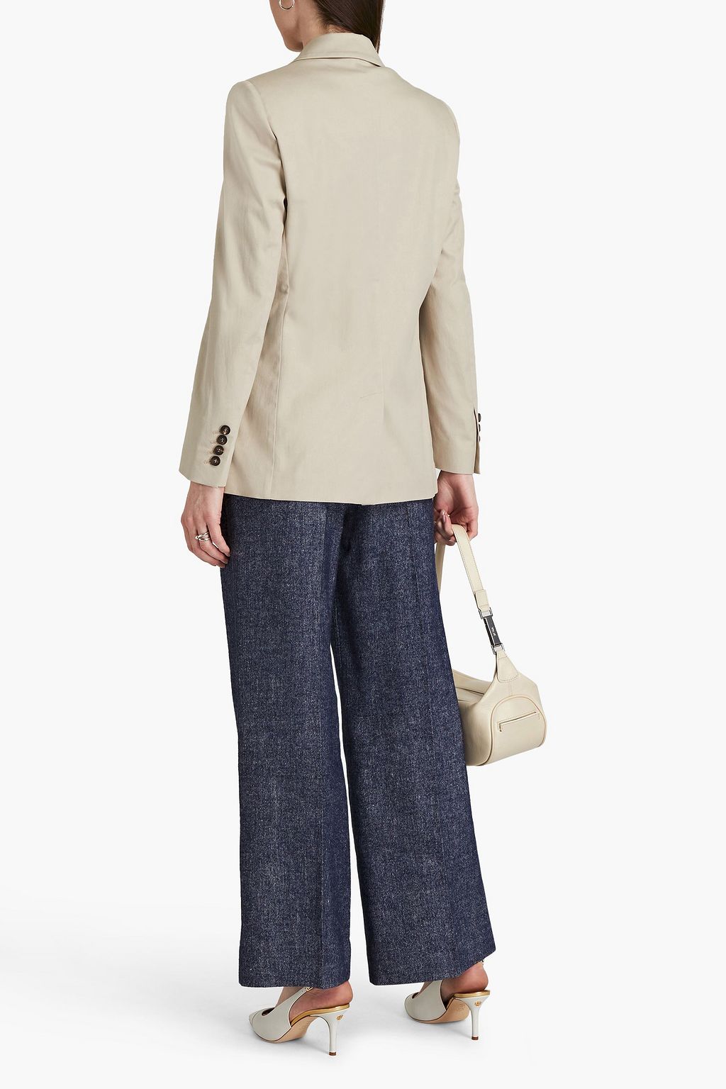 BRUNELLO CUCINELLI Double-breasted embellished cotton-blend twill blazer
