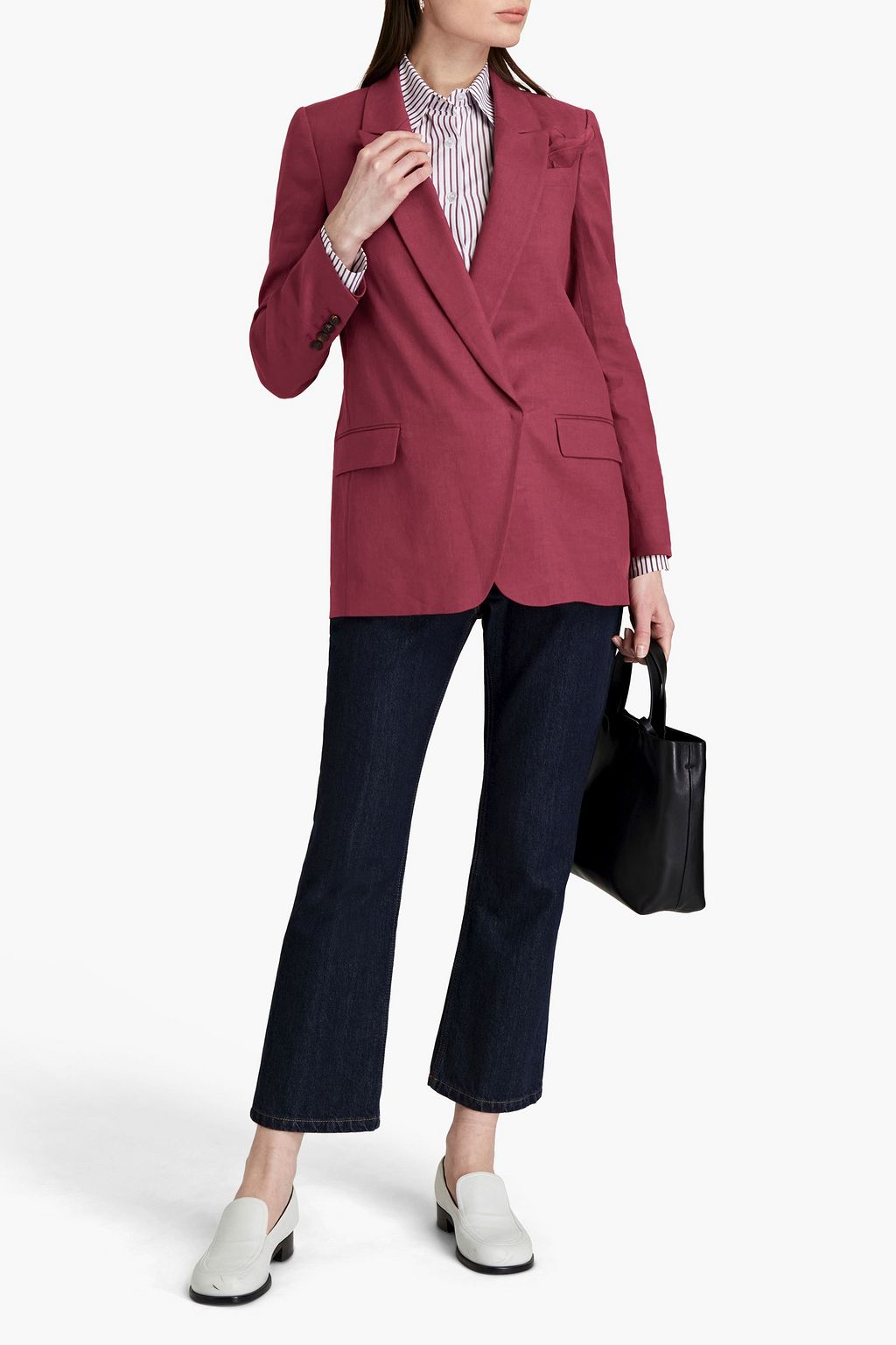 BRUNELLO CUCINELLI Bead-embellished linen-blend blazer