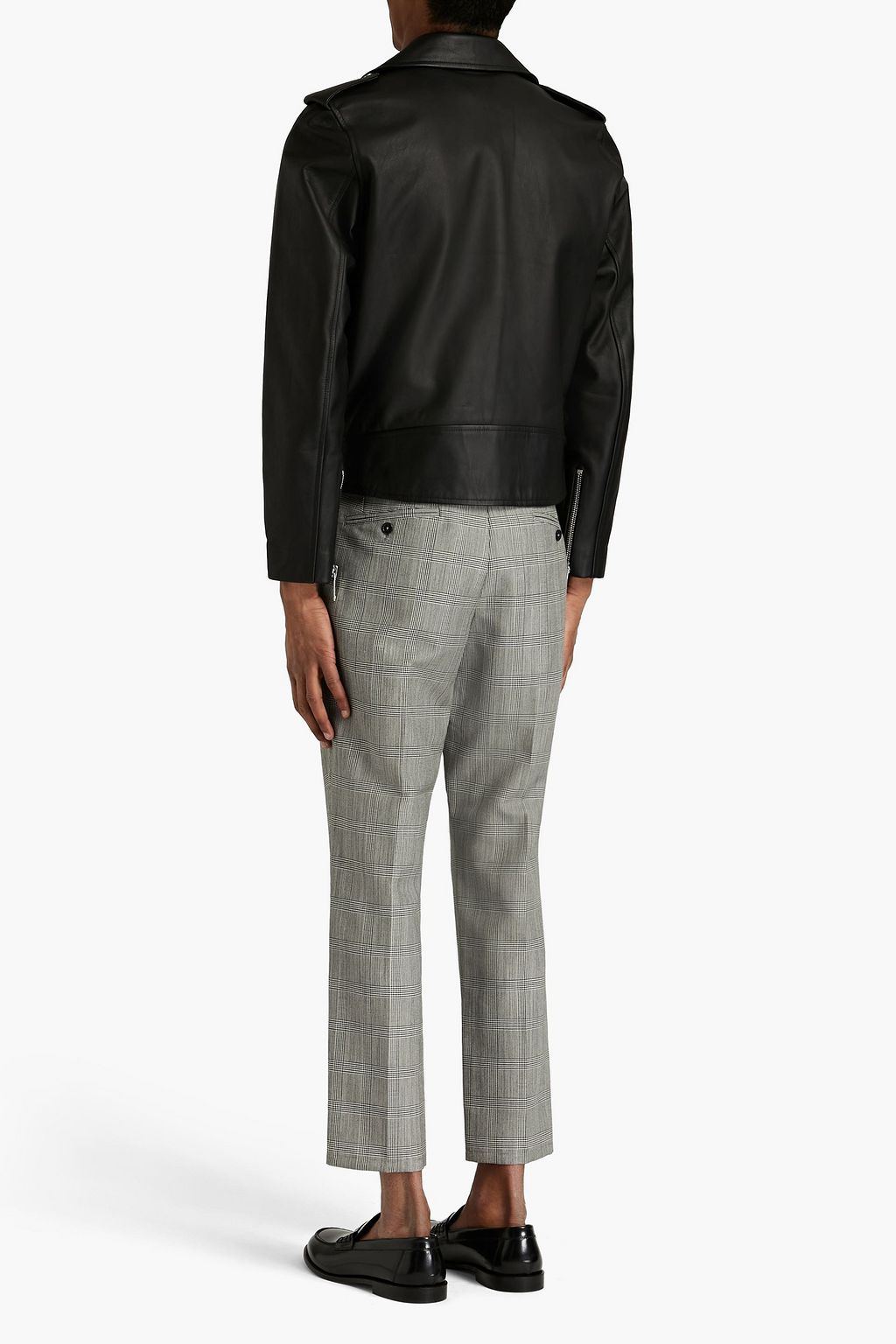 DOLCE & GABBANA Tapered Prince of Wales checked wool and mohair-blend drawstring pants