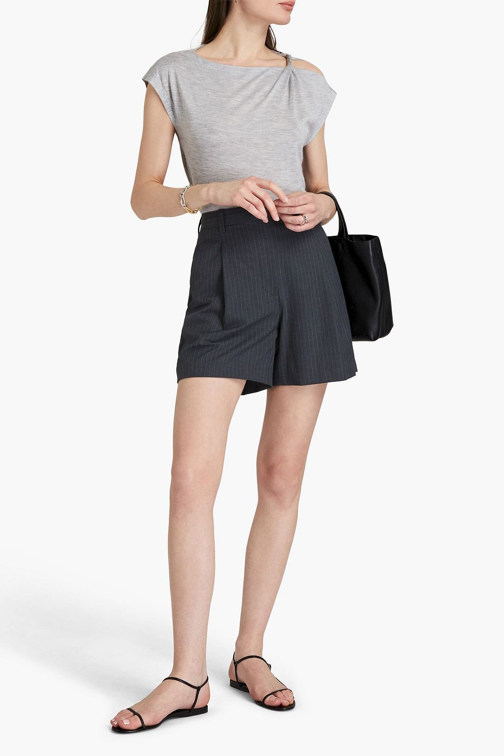 BRUNELLO CUCINELLI Bead-embellished cashmere and silk-blend top