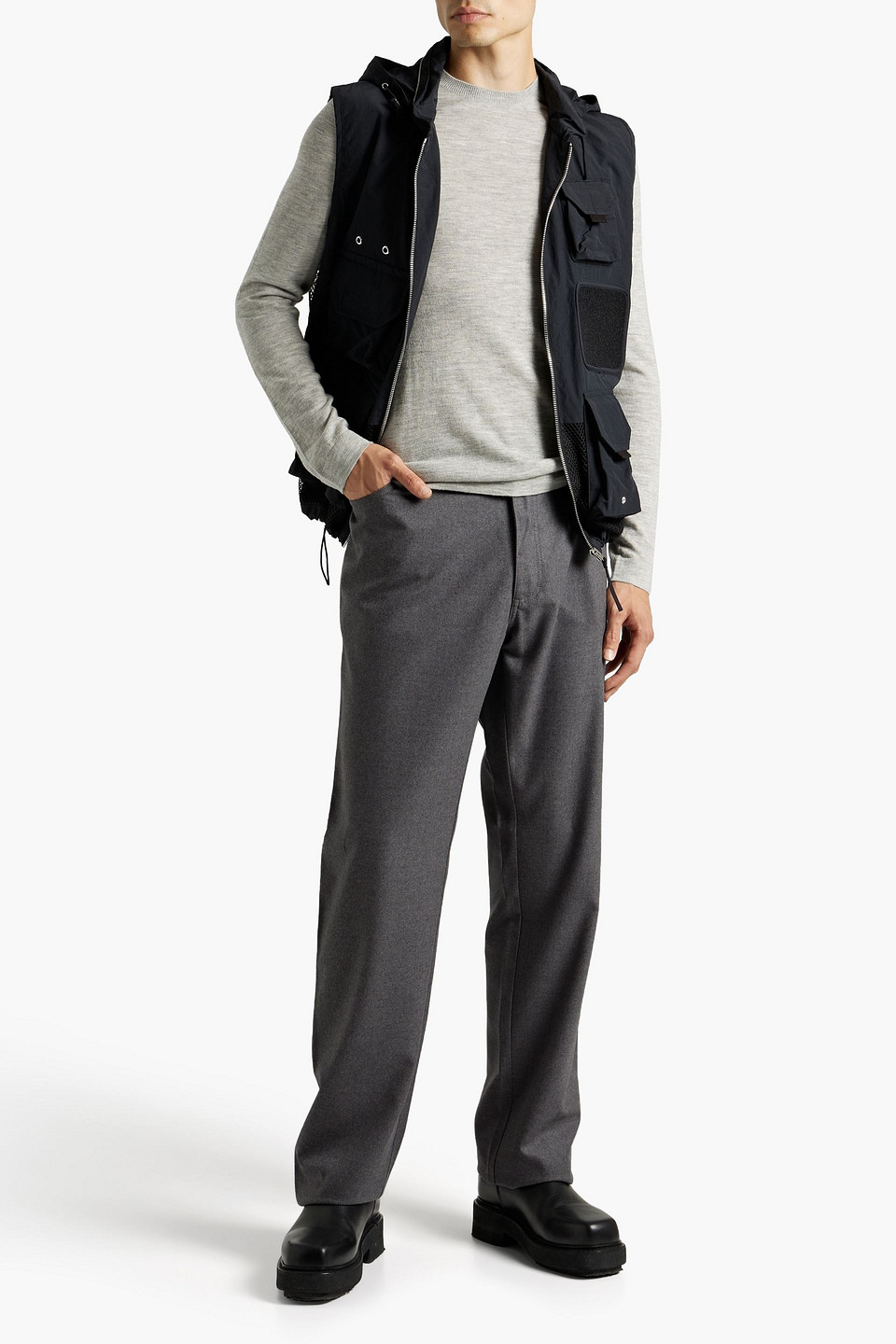 Zegna Wool-blend Flannel Pants In Anthracite