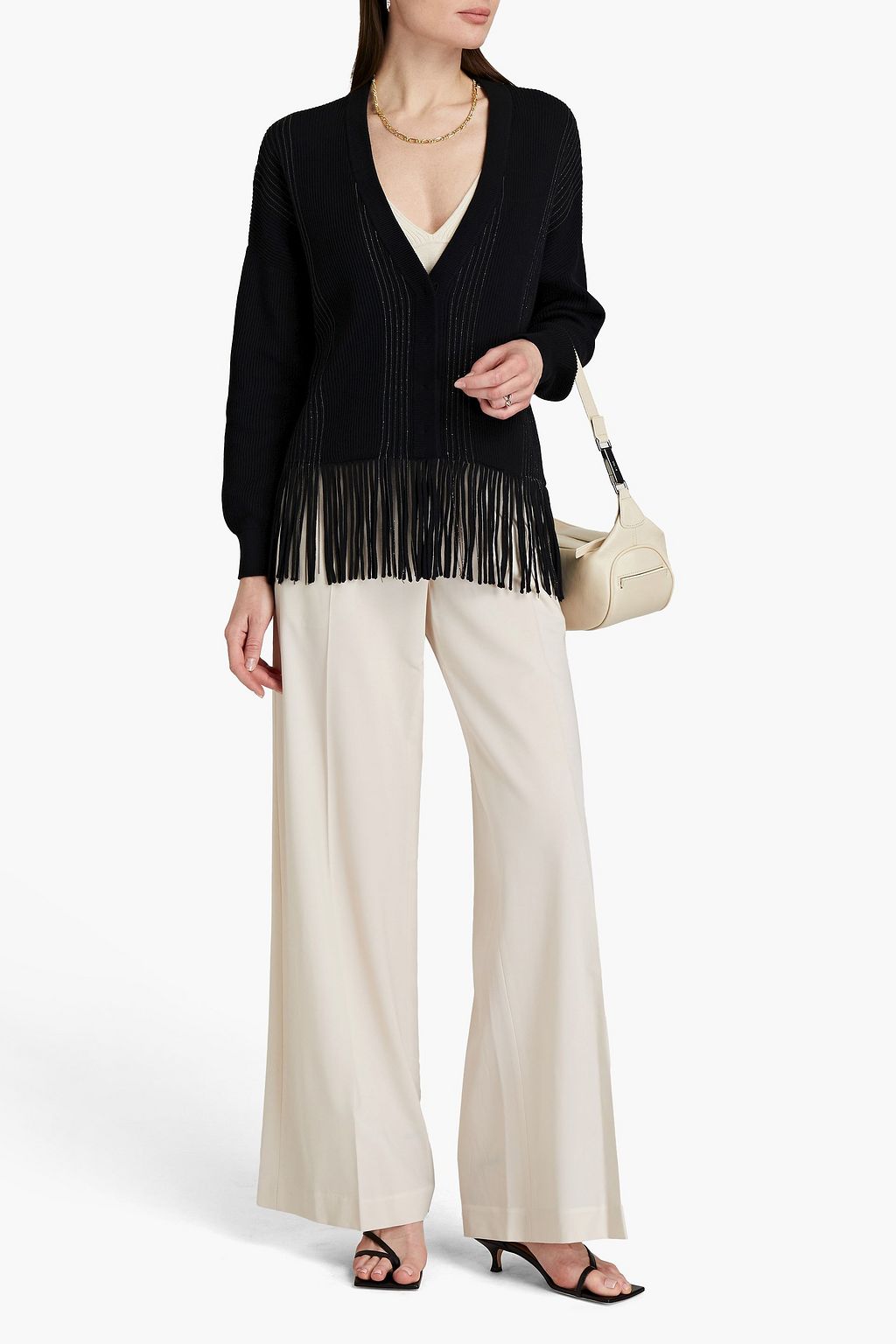 BRUNELLO CUCINELLI Fringed ribbed cotton cardigan