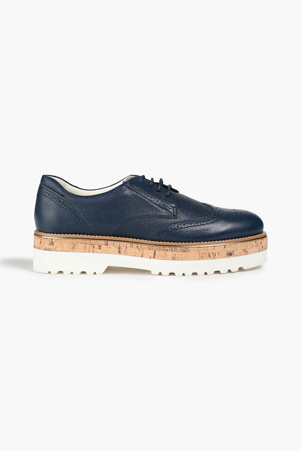 Perforated textured-leather brogues 
