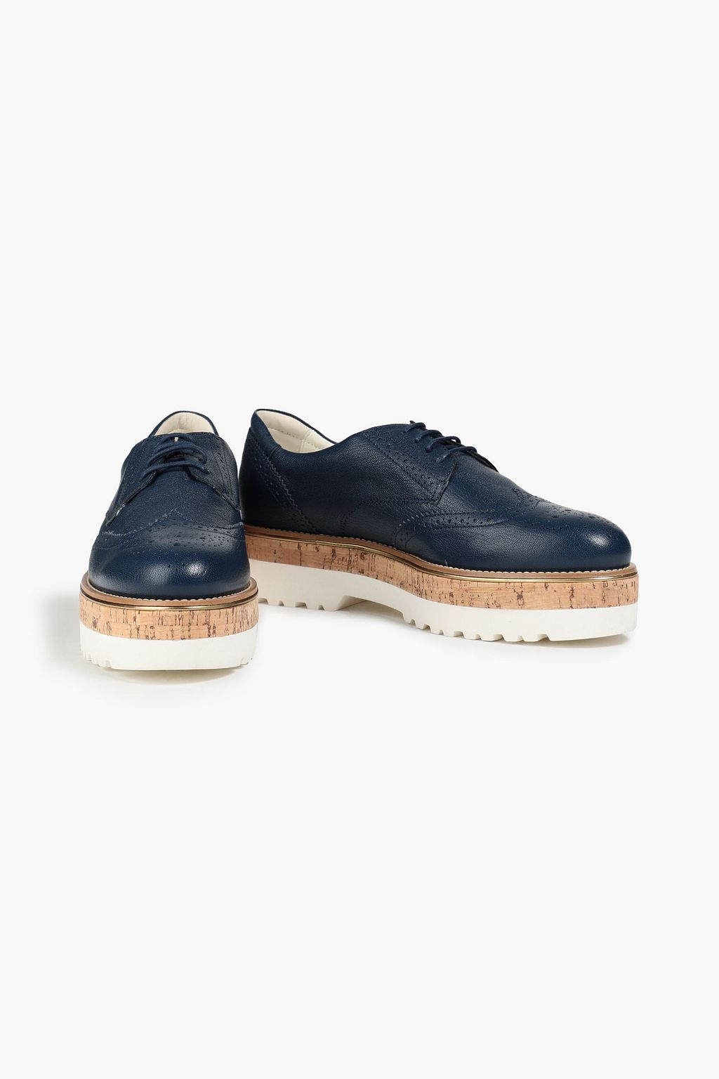 Perforated textured-leather brogues 
