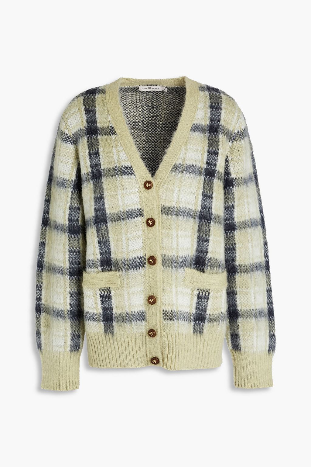 Light green Checked jacquard-knit 