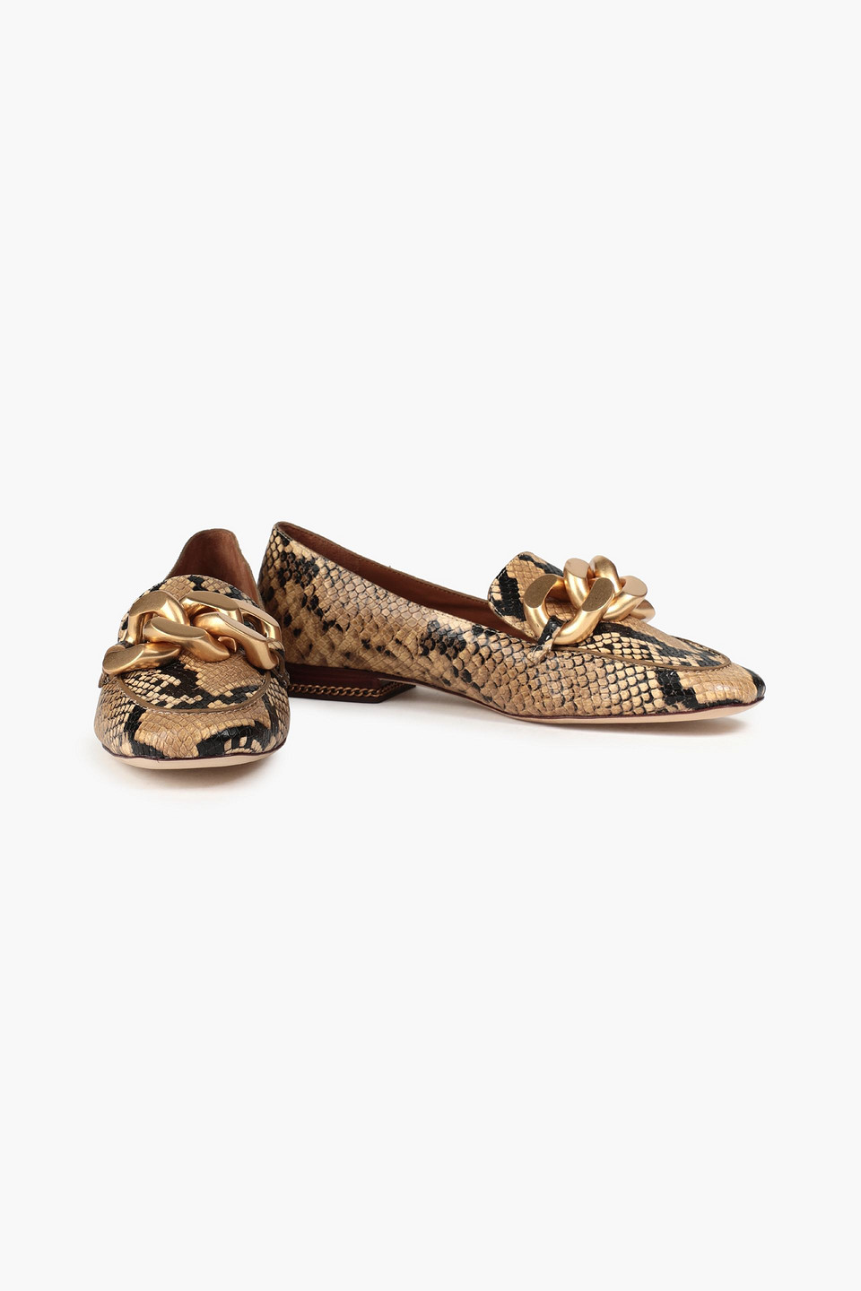 Tory Burch Ruby Embellished Snake-effect Leather Loafers