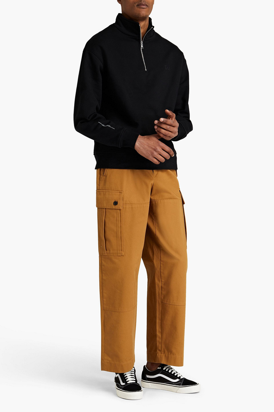 Frame Man Essential French Cotton-blend Terry Half-zip Sweatshirt In Black