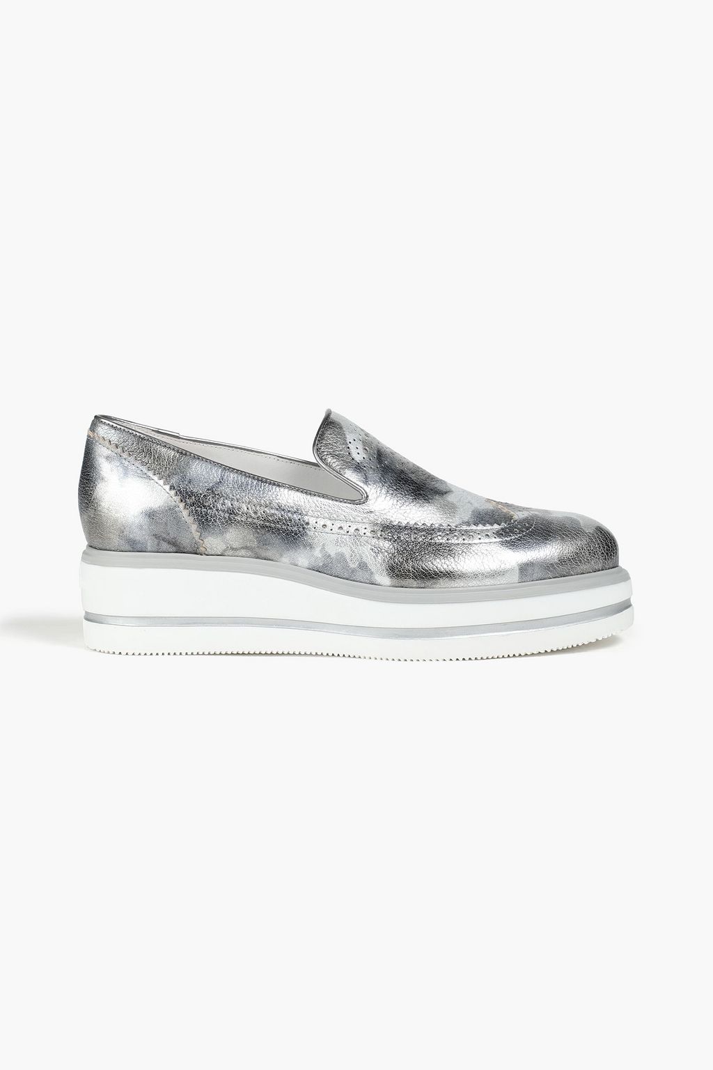 silver metallic platform sneakers