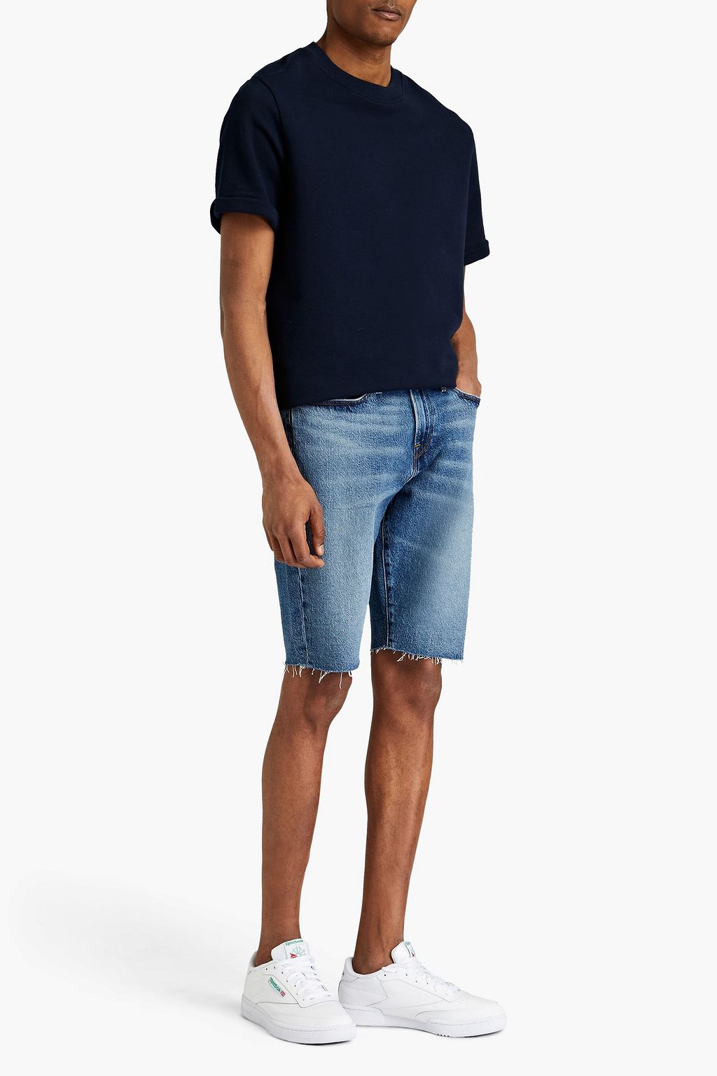FRAME Slim-fit frayed denim shorts