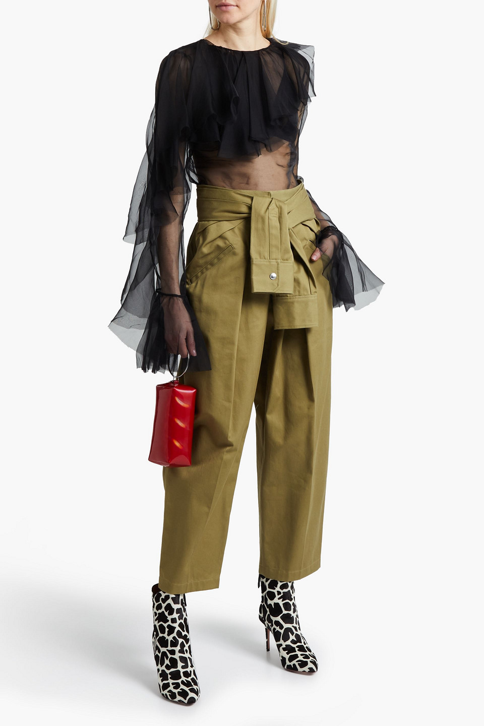 Marques' Almeida Ruffled Silk-organza Blouse In Black