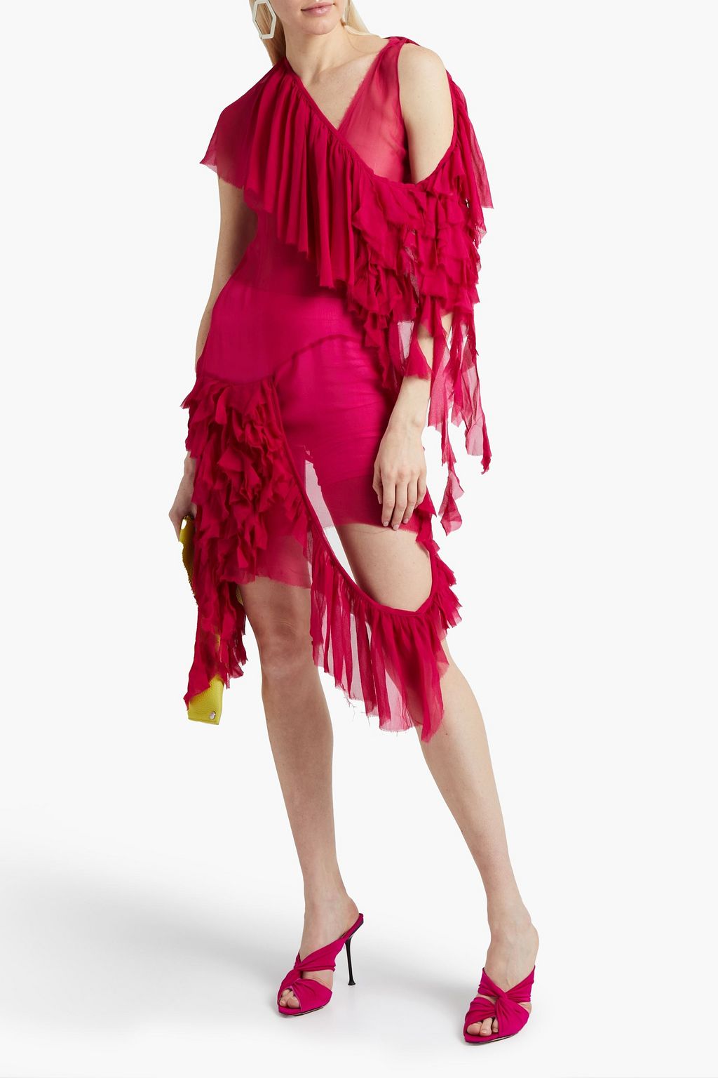 MARQUES' ALMEIDA Asymmetric silk-chiffon dress