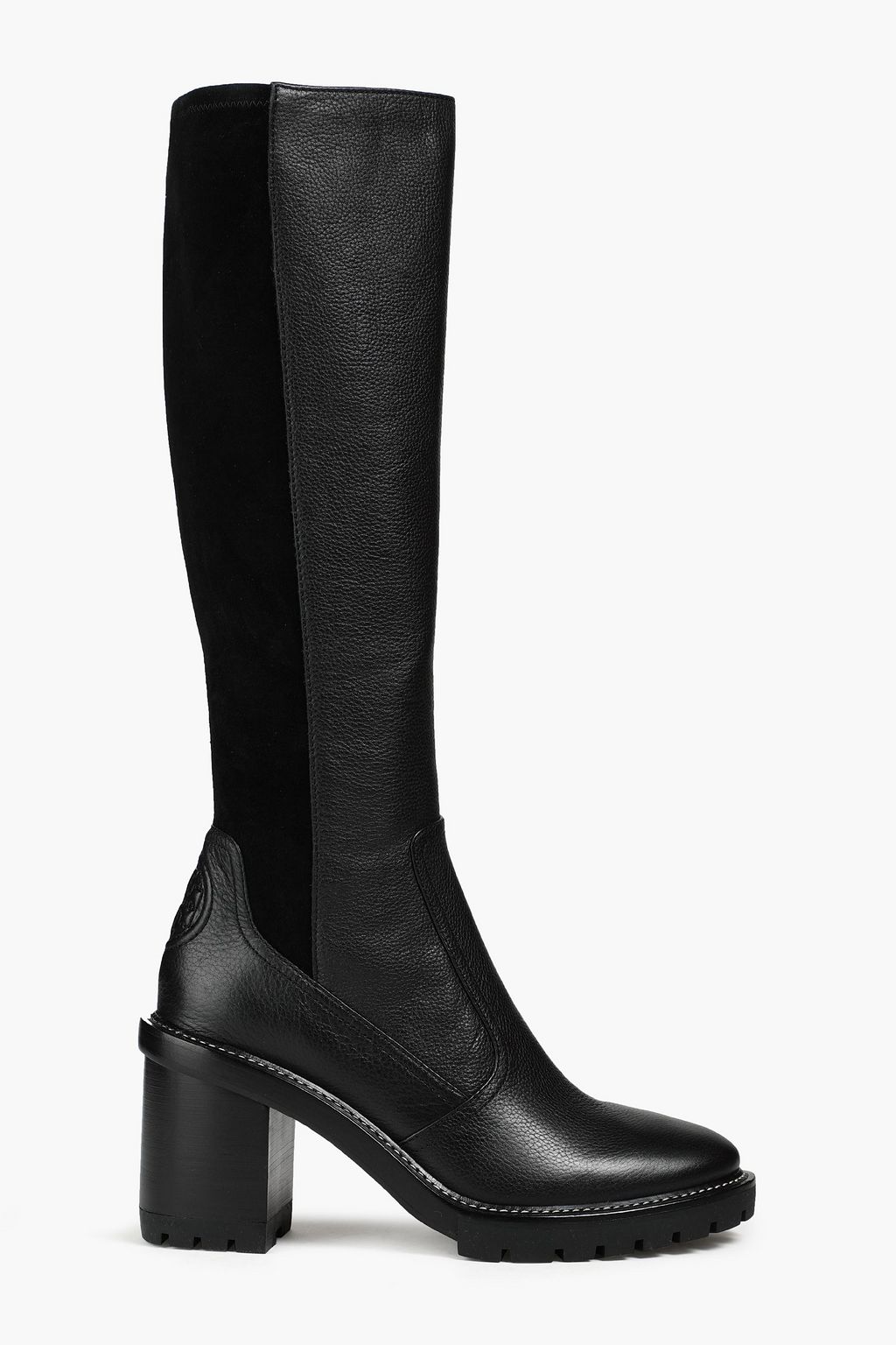 TORY BURCH Miller suede-paneled pebbled-leather knee boots | Sale up to 70%  off | THE OUTNET