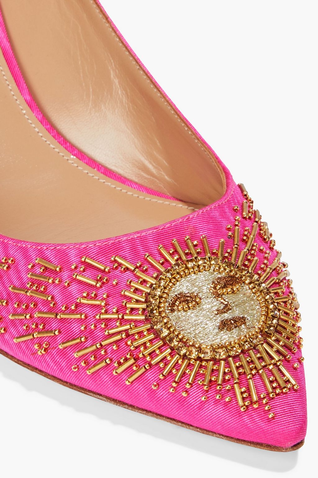 AQUAZZURA Sunlight 45 embellished moire pumps