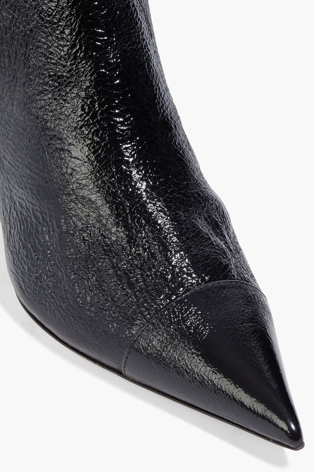 GIUSEPPE ZANOTTI 라쿠엘 50 크링클 페이턴트 가죽 앵클 부츠