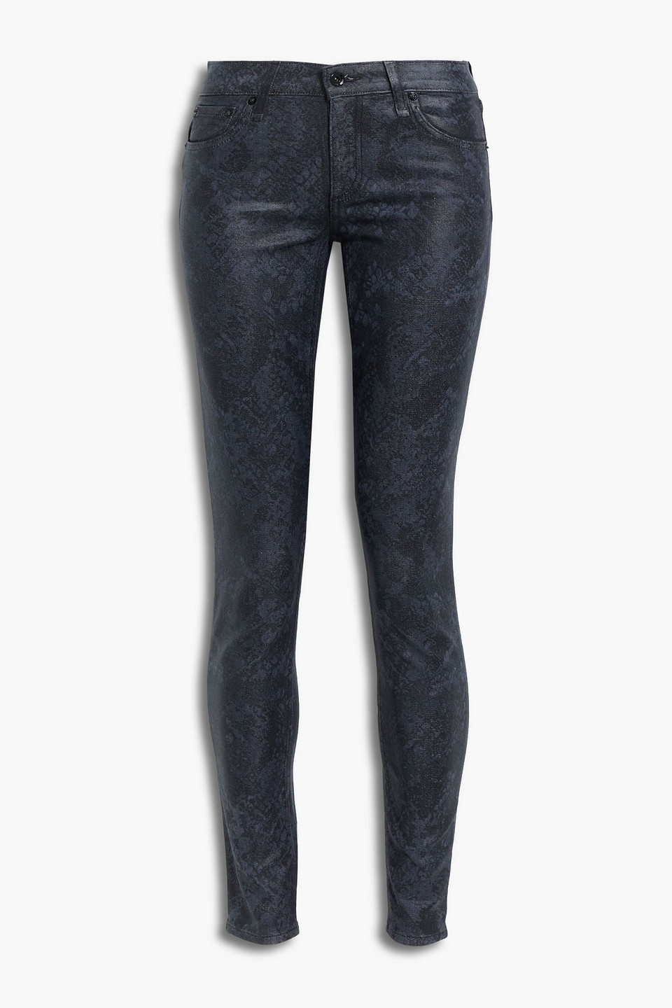 Cate coated snake-print high-rise skinny jeans