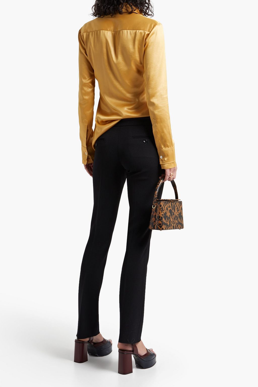 ETRO Striped crepe-trimmed wool-blend twill slim-leg pants