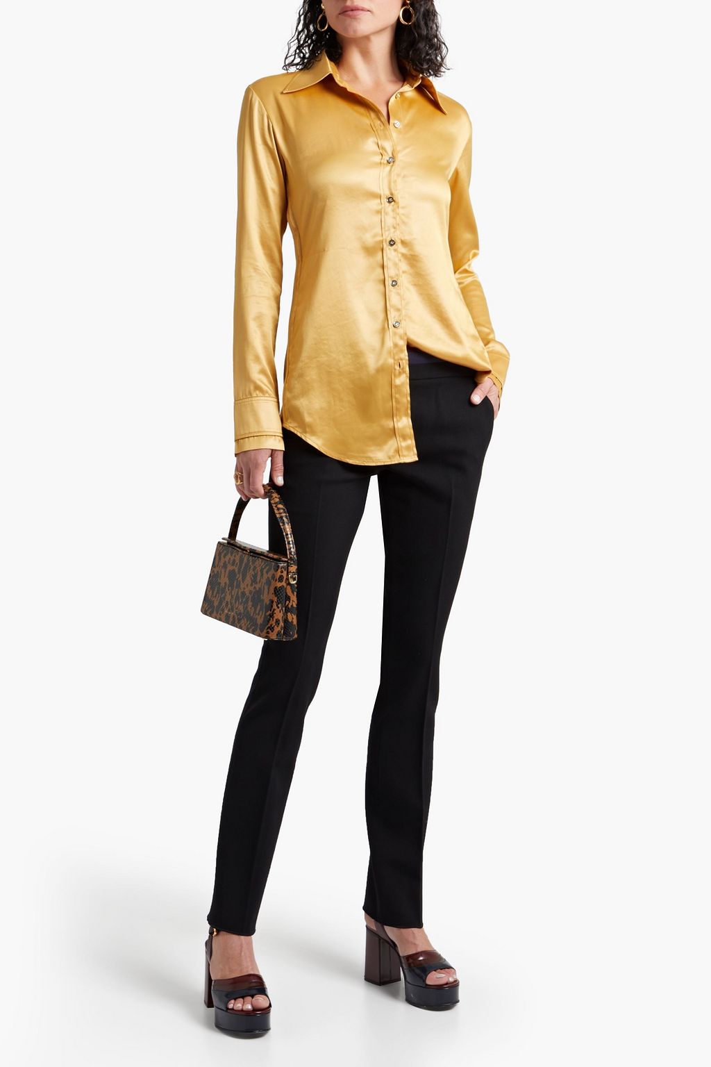 ETRO Striped crepe-trimmed wool-blend twill slim-leg pants