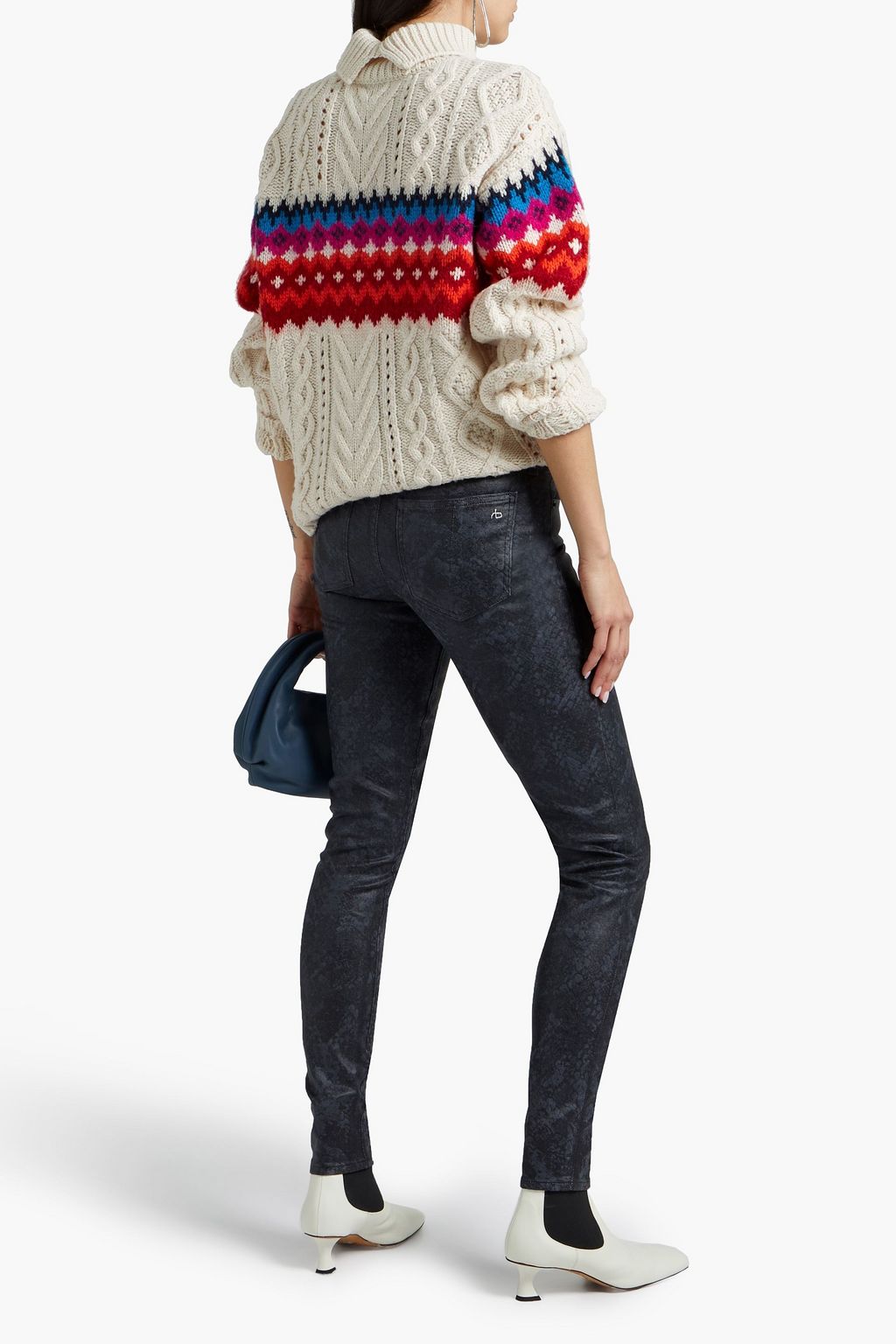 RAG & BONE Willow Fair Isle cableknit woolblend sweater THE