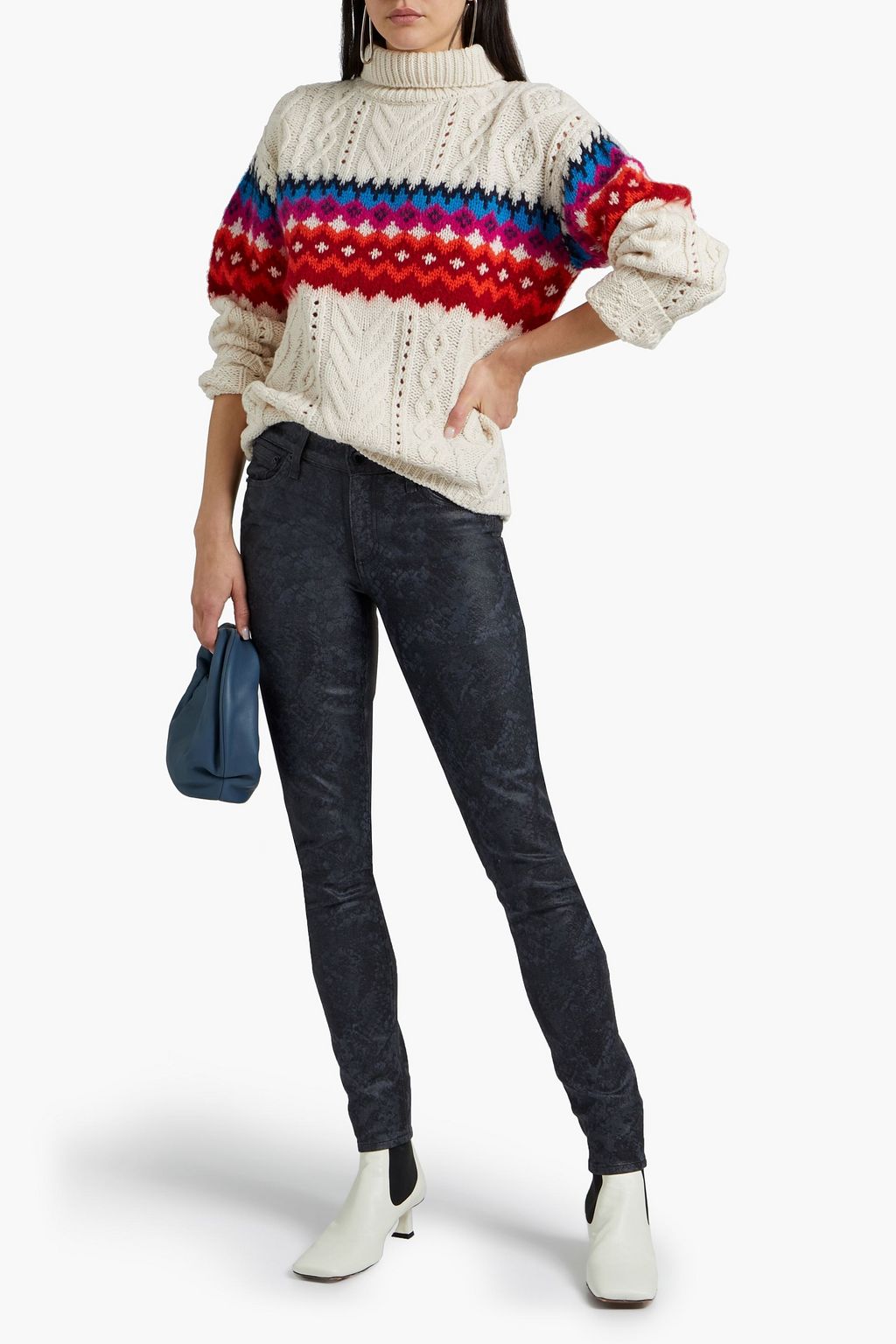 RAG & BONE Willow Fair Isle cable-knit wool-blend sweater