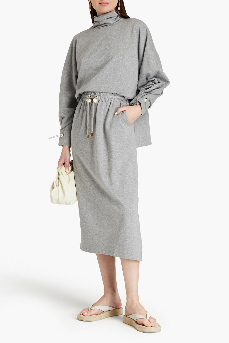 Mother Of Pearl Lyocell-blend French Terry Turtleneck Top In Grey