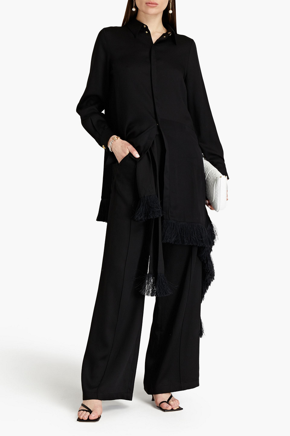 Mother Of Pearl Wendy Lyocell-twill Wide-leg Trousers In Black