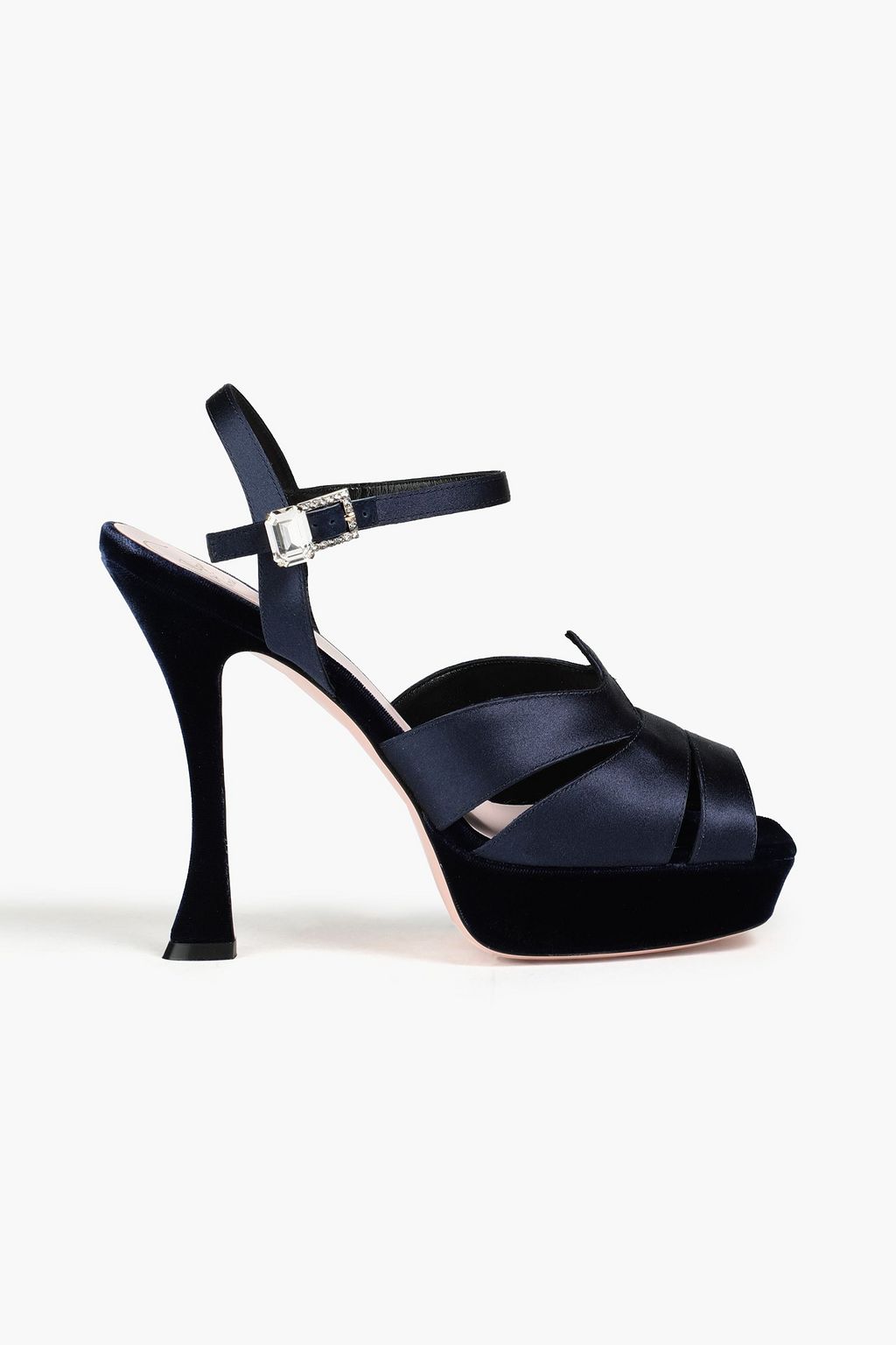 navy velvet sandals