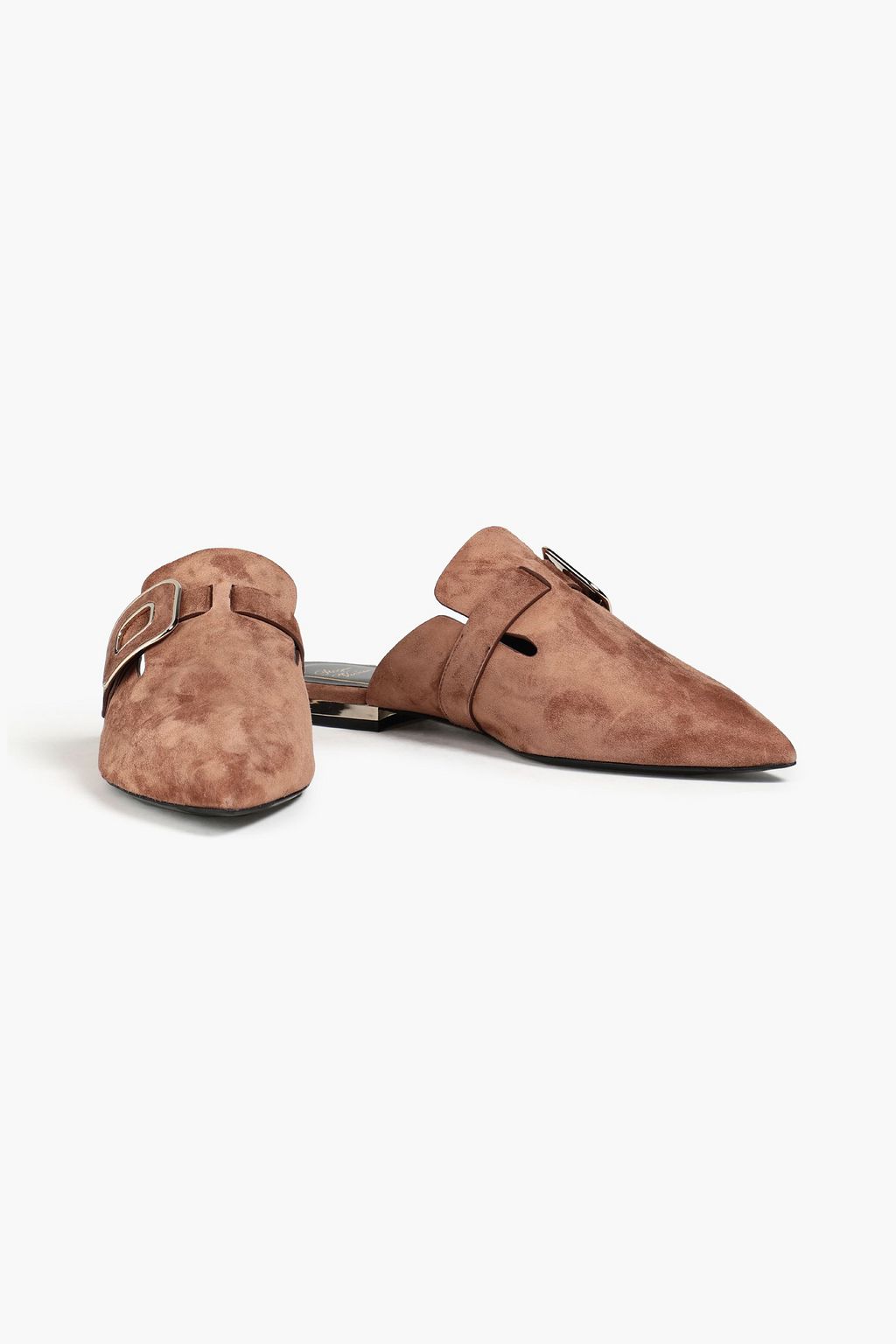 ROGER VIVIER Buckle-embellished suede slippers
