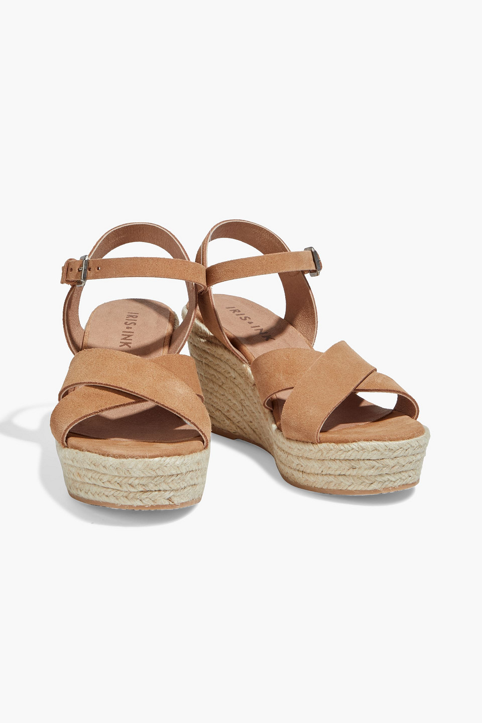 Iris & Ink Ines Suede Platform Espadrille Sandals In Light Brown