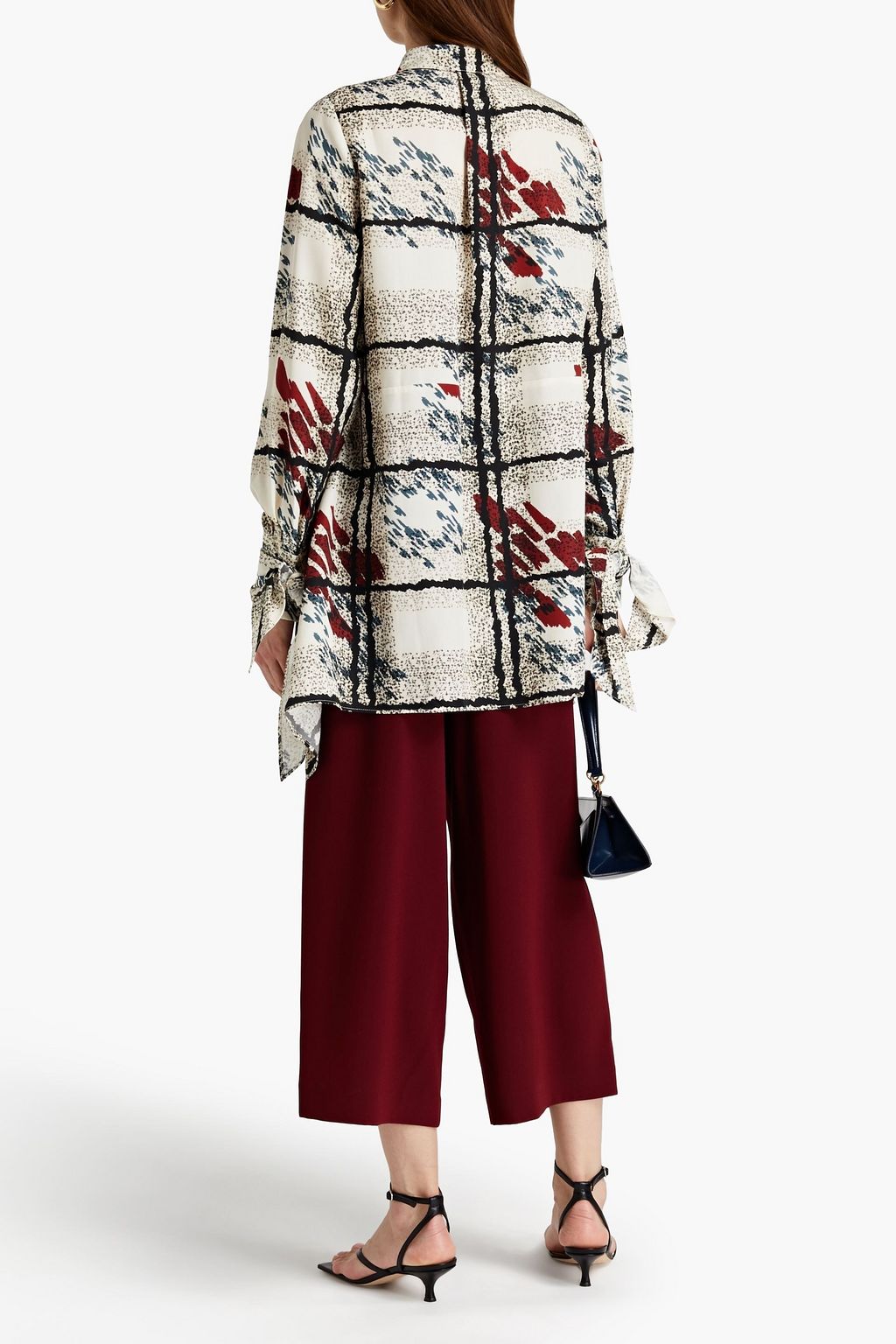 MOTHER OF PEARL Raina draped printed Tencel-twill shirt