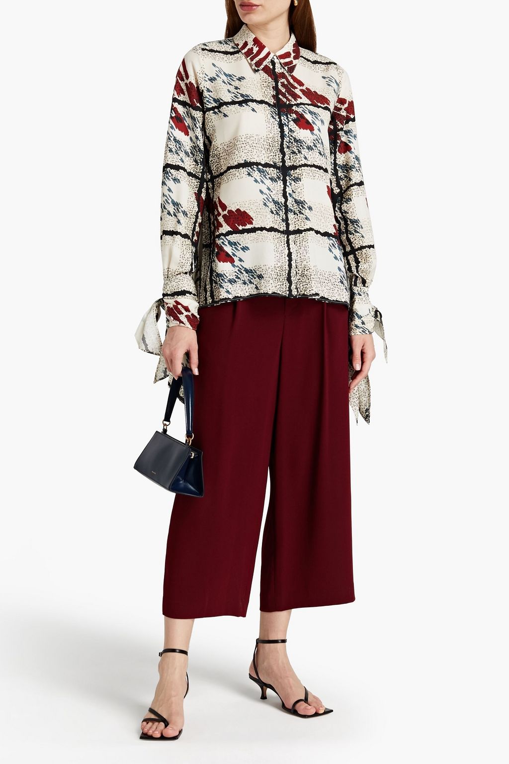 MOTHER OF PEARL Raina draped printed Tencel-twill shirt