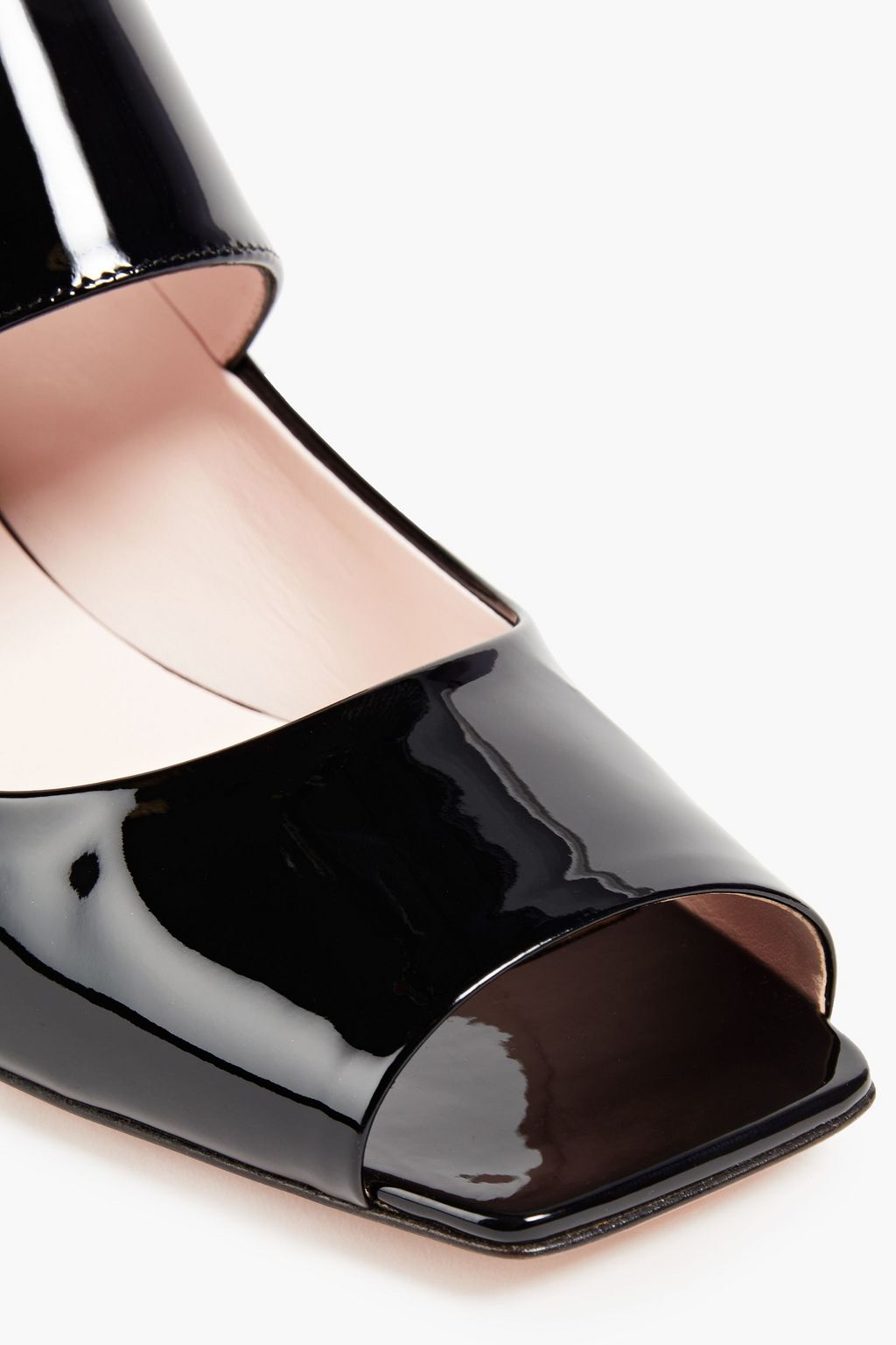 ROGER VIVIER حذاء بكعب عالٍ من الجلد اللامع ومزين بالساتان