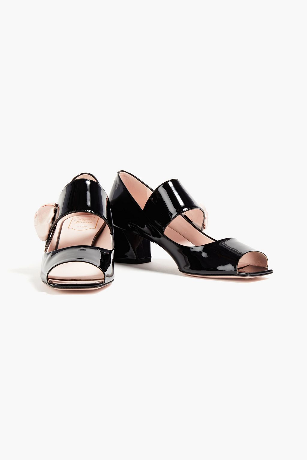ROGER VIVIER حذاء بكعب عالٍ من الجلد اللامع ومزين بالساتان