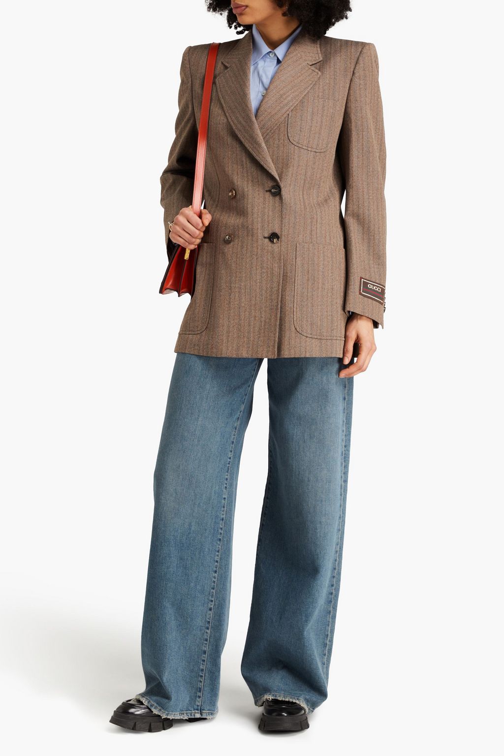 GUCCI Doppelreihiger Blazer aus Tweed aus einer Wollmischung