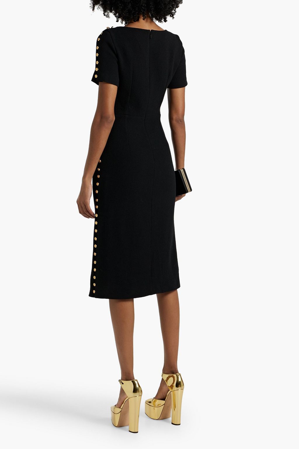 GUCCI Embellished wool-crepe midi dress