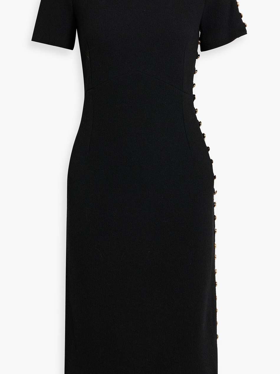embellished wool-crepe midi dress