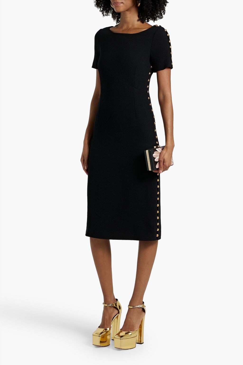 GUCCI Embellished wool-crepe midi dress