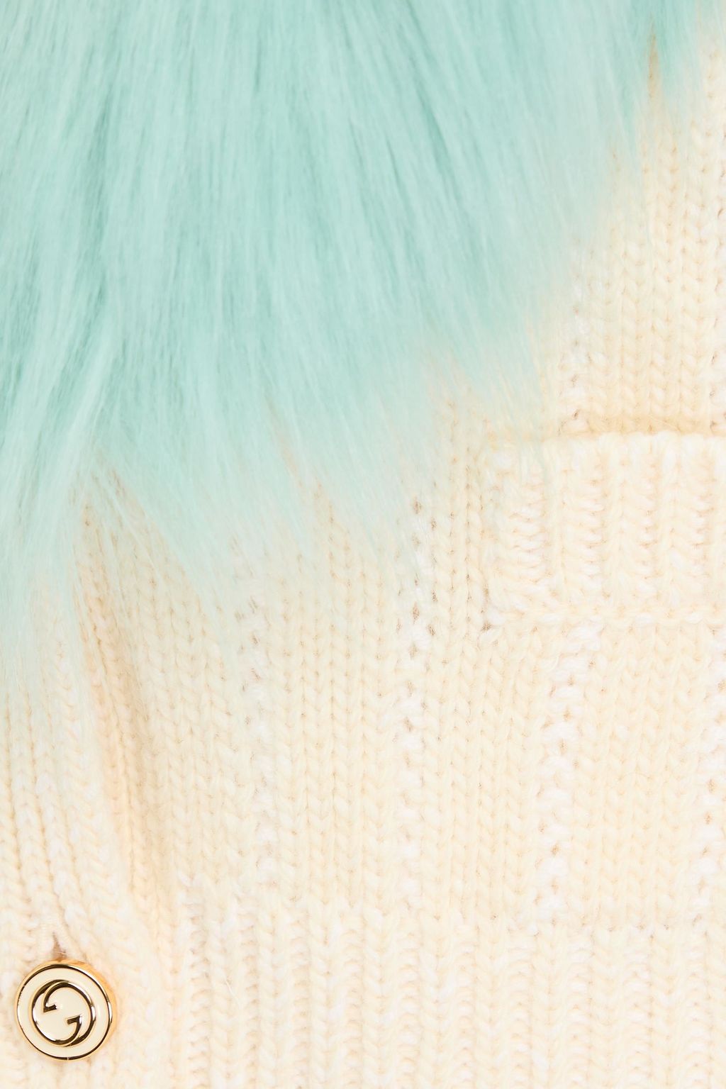 GUCCI Cardigan aus Pointelle-Strick aus einer Woll-Kaschmirmischung mit Besatz aus Kunstfell
