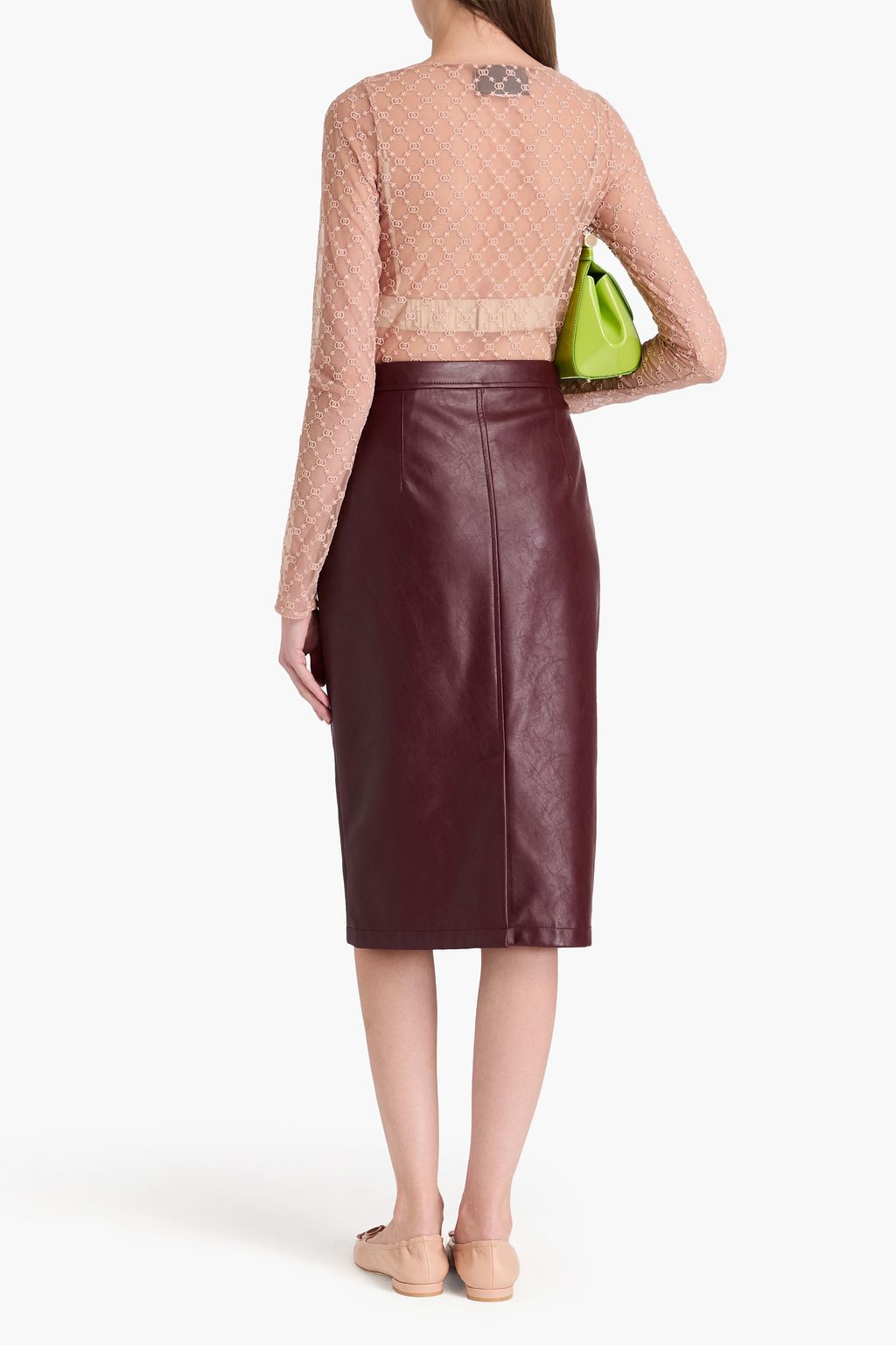 GUCCI Embroidered stretch-tulle top