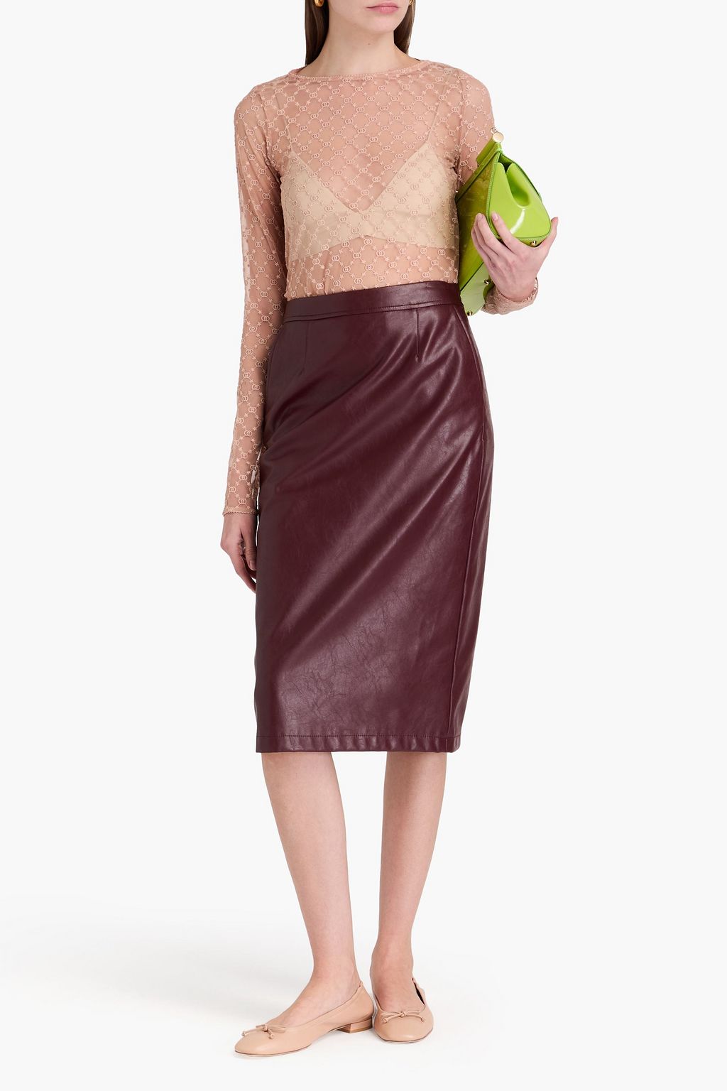 GUCCI Embroidered stretch-tulle top