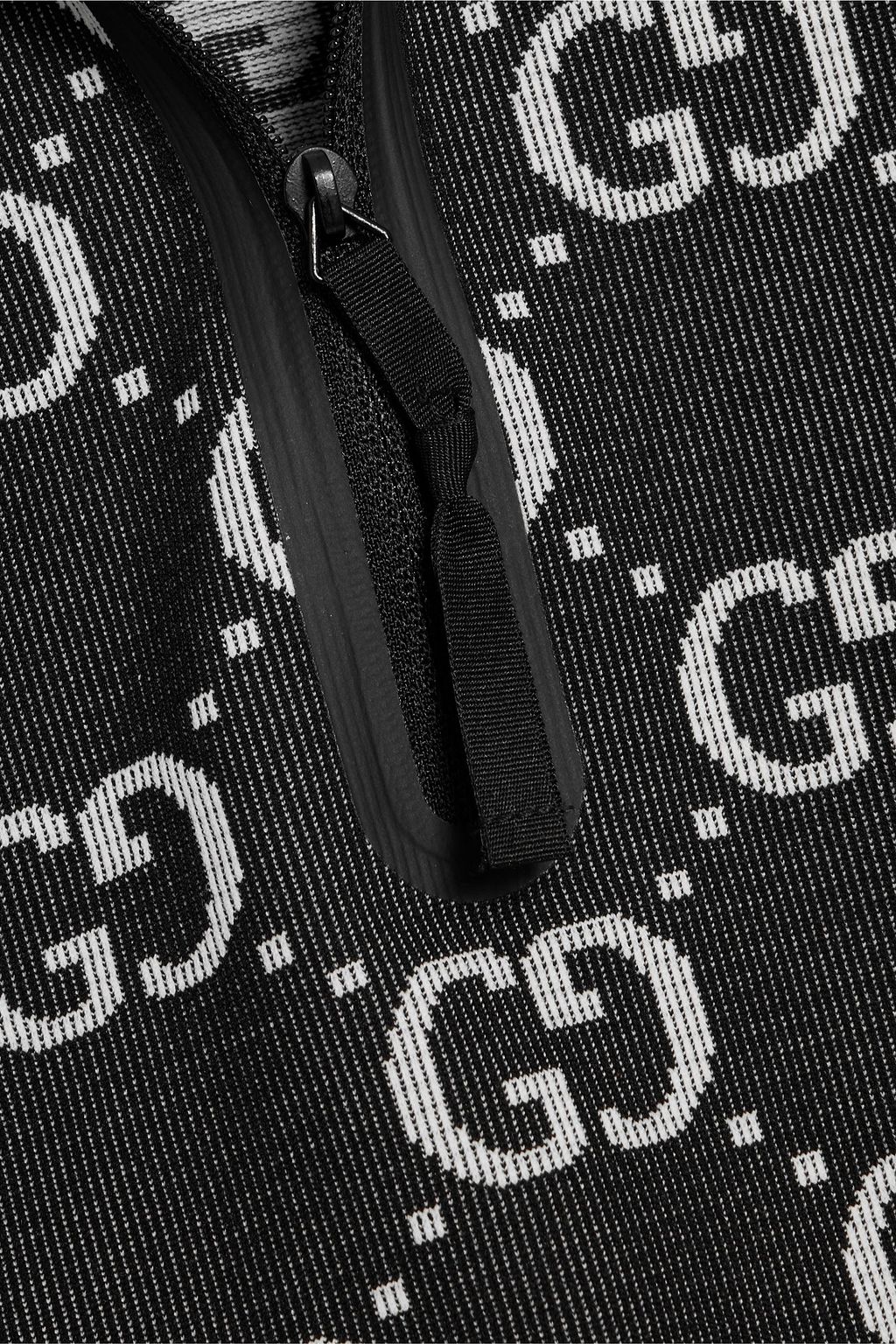 GUCCI Cropped jacquard-knit half-zip top