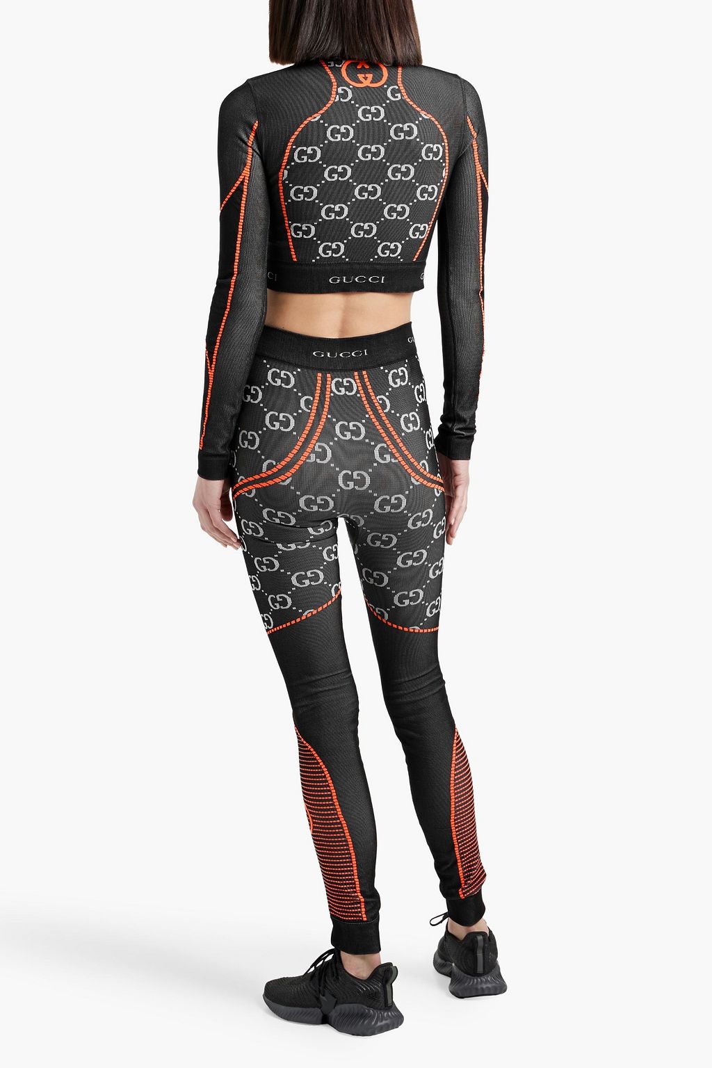 GUCCI Cropped jacquard-knit half-zip top