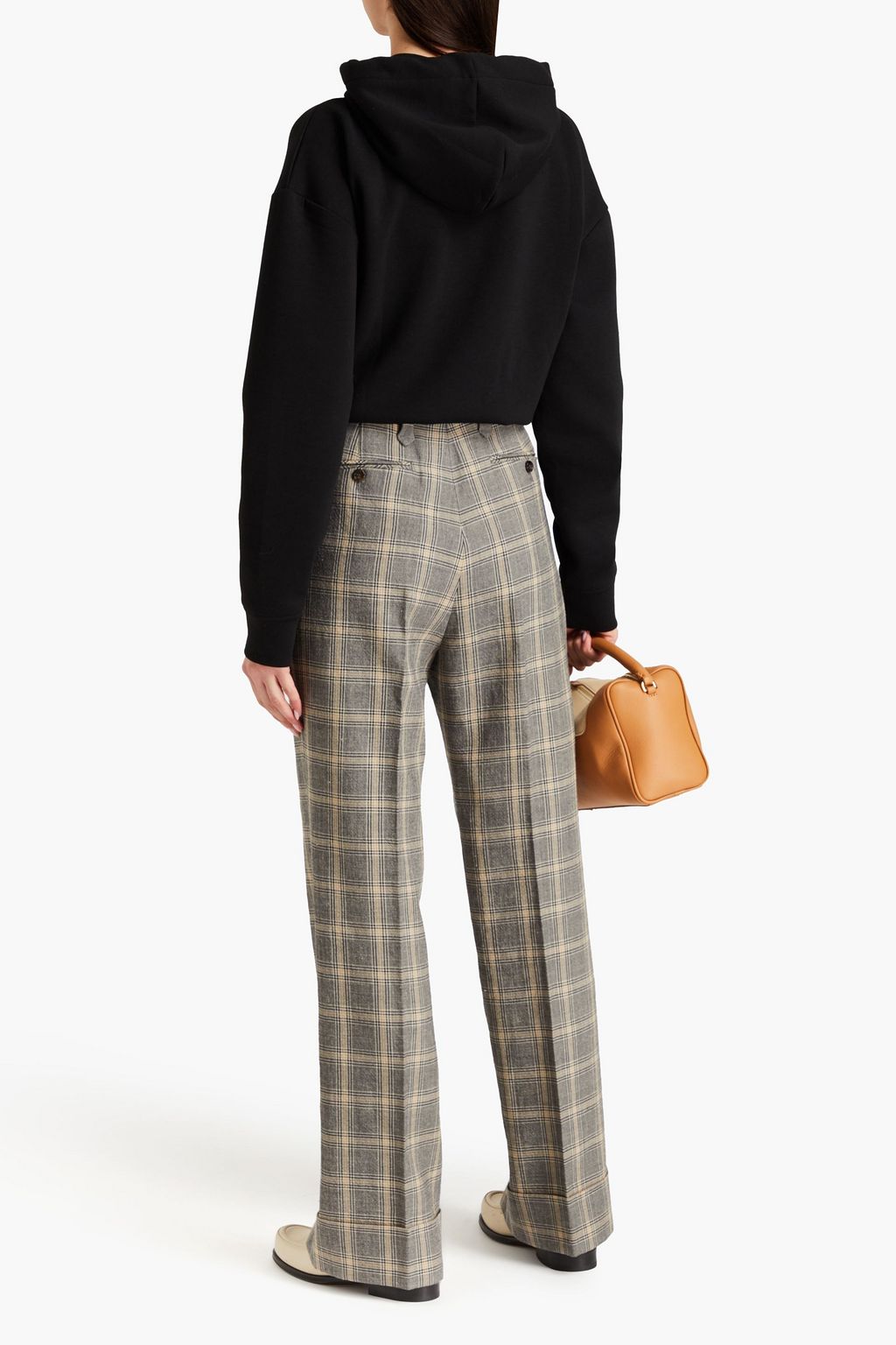 GUCCI 프린스 오브 웨일즈 체크 리넨 울 혼방 트위드 스트레이트 팬츠