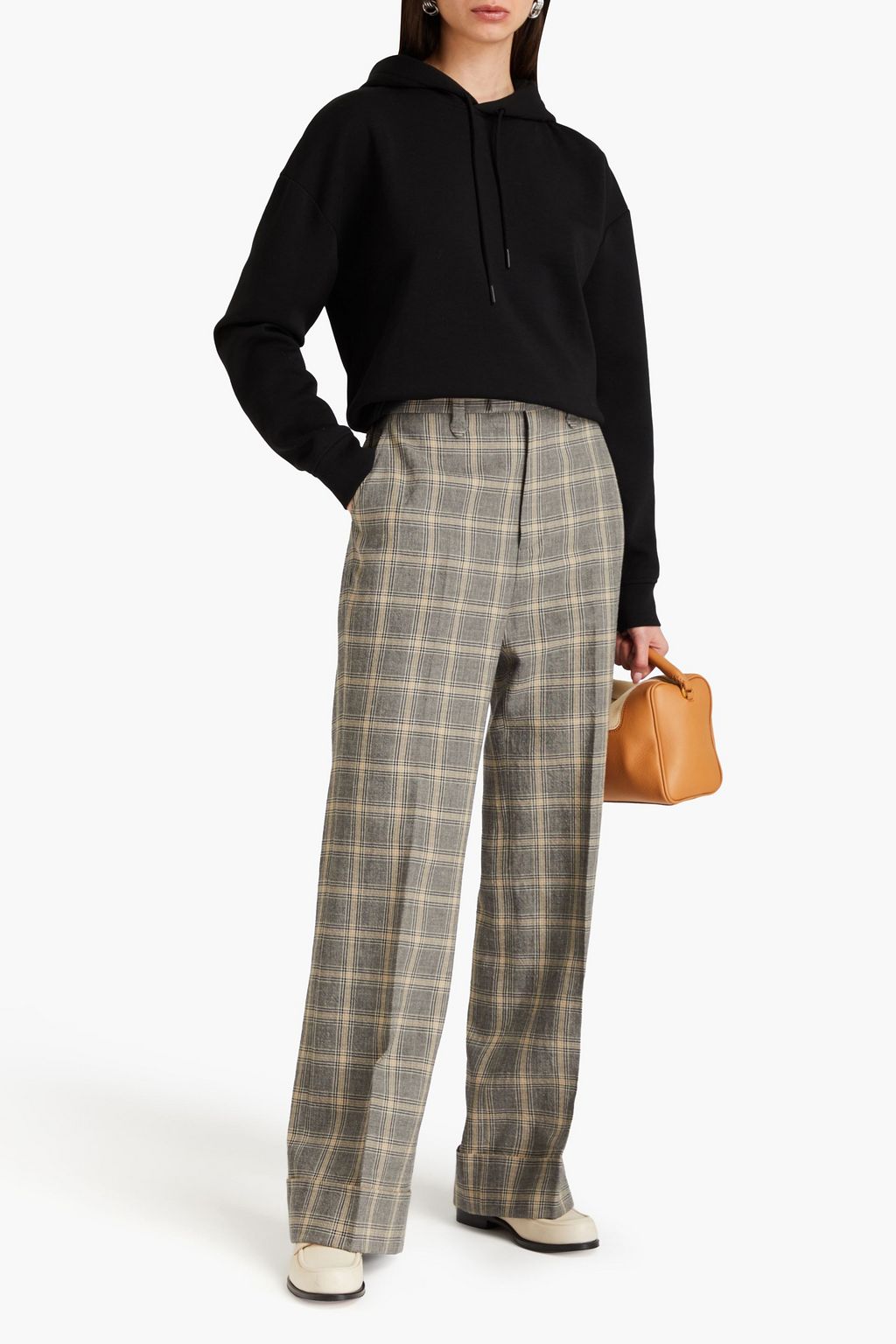 GUCCI 프린스 오브 웨일즈 체크 리넨 울 혼방 트위드 스트레이트 팬츠