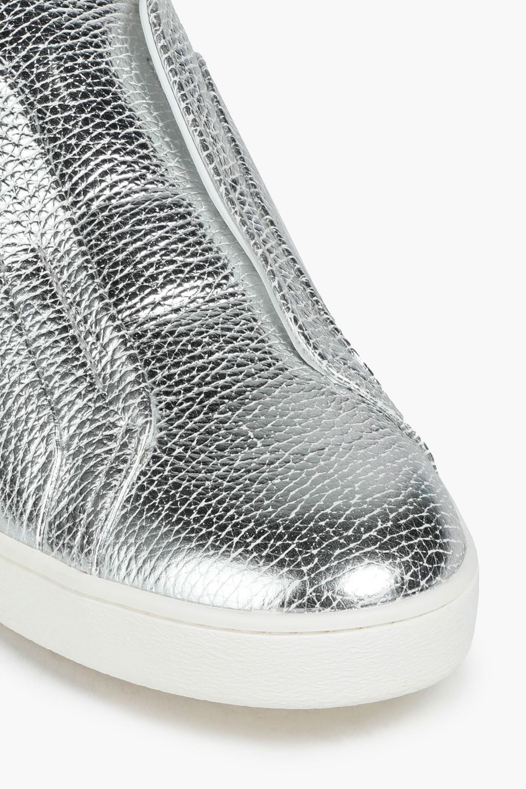 TOD'S Metallic textured-leather slip-on sneakers