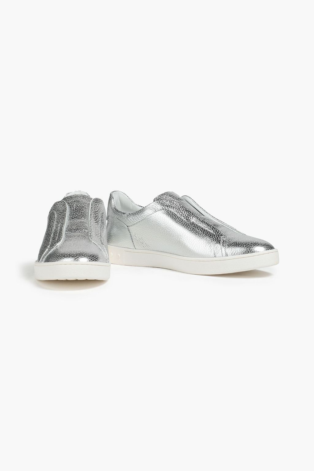 TOD'S Metallic textured-leather slip-on sneakers