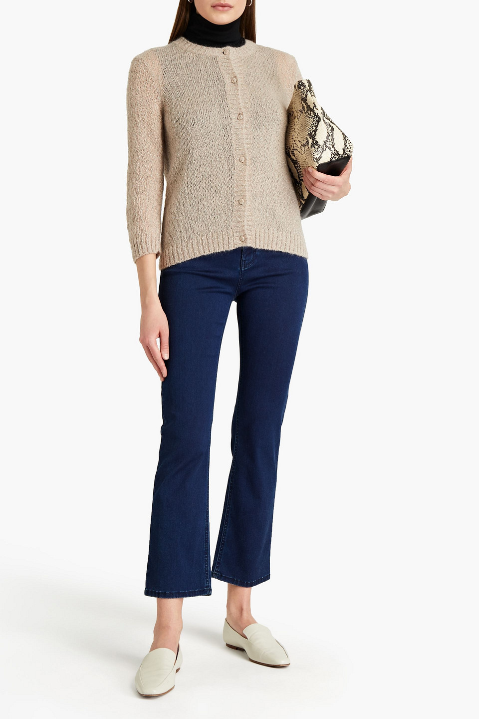 Piazza Sempione Metallic Knitted Cardigan In Neutrals