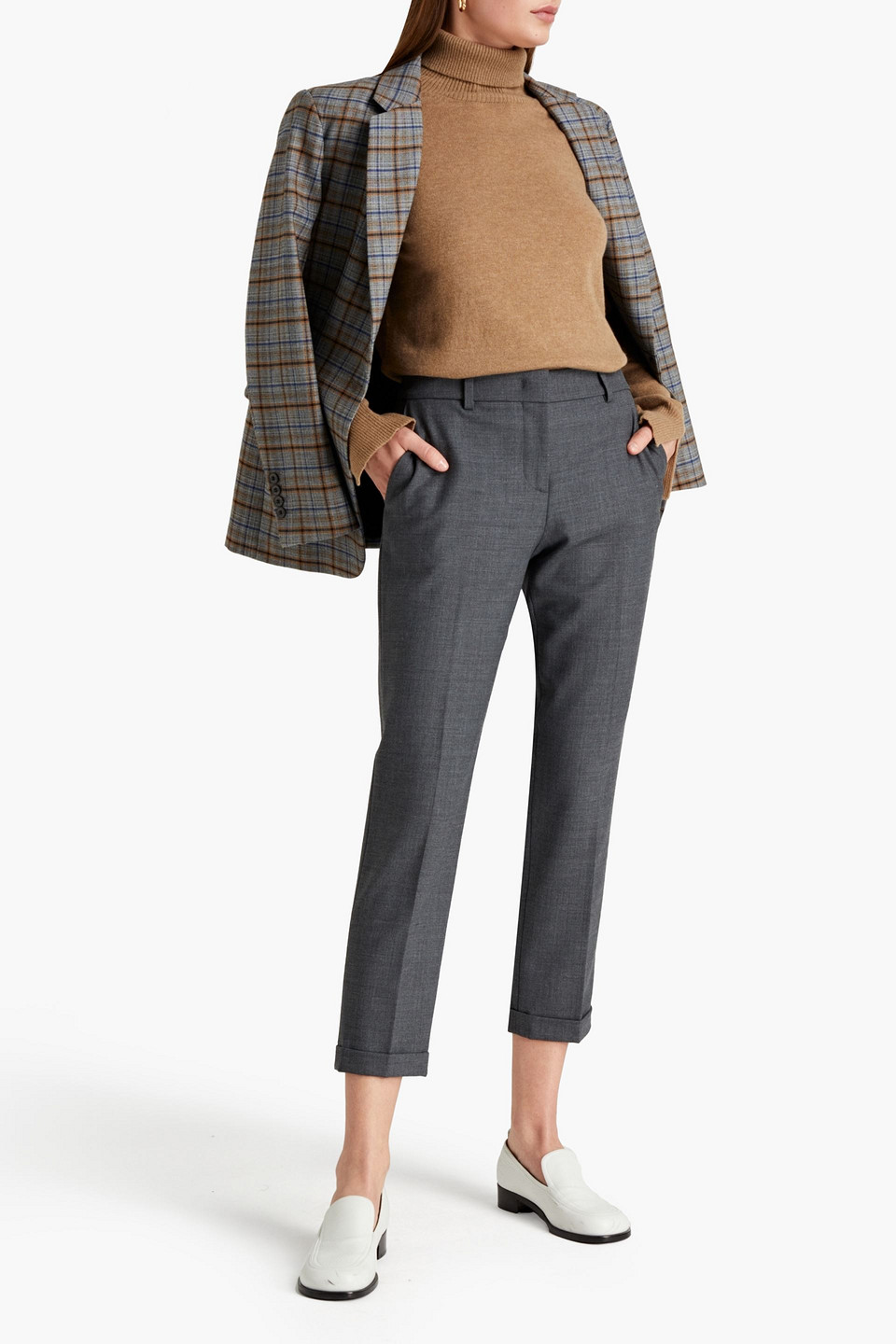 Piazza Sempione Mélange Wool Turtleneck Jumper In Brown