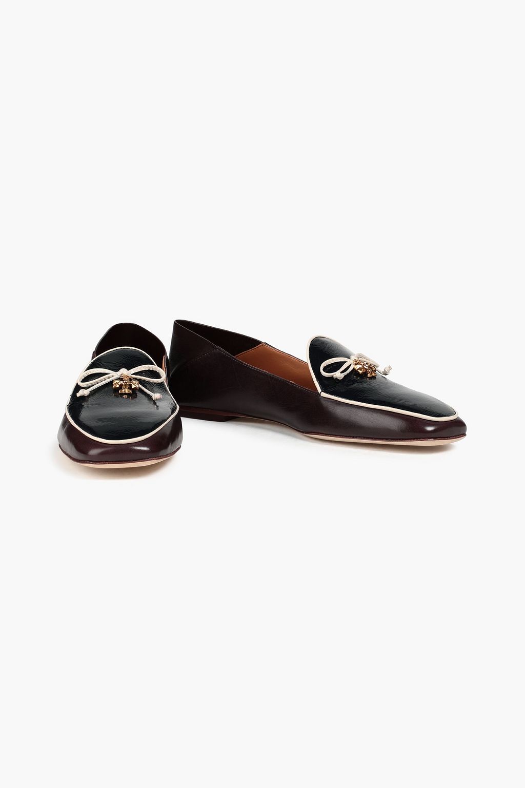 TORY BURCH Embellished collapsible-heel leather loafers