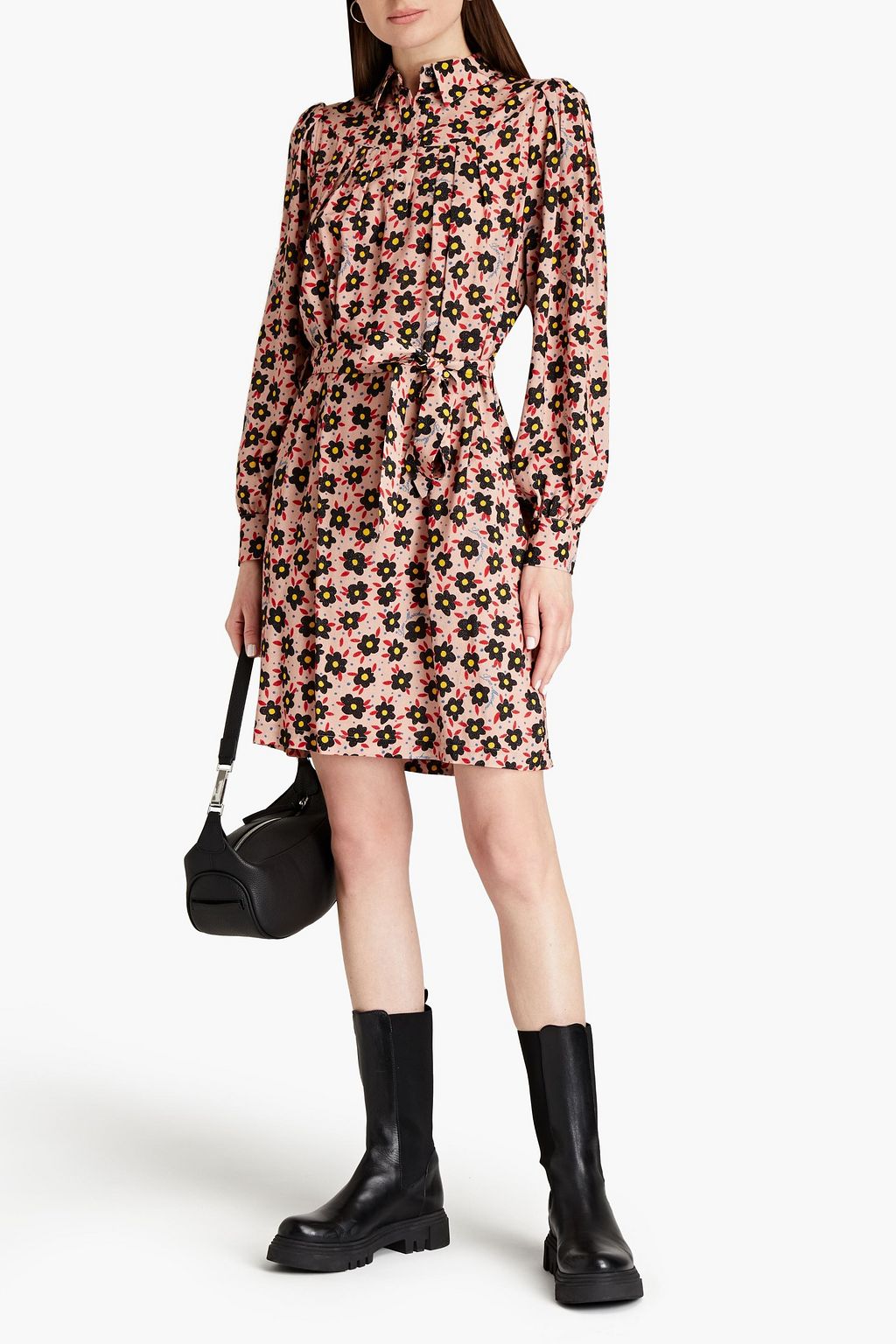 LOVE MOSCHINO Floral-print woven shirt dress